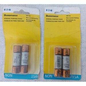 2 Packs Eaton Bussmann 15 Amps One-Time Fuse BP/NON-15  (4 Fuses)